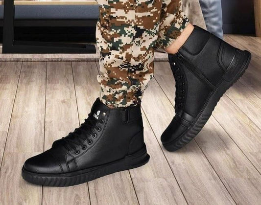 Men's Korean Style High Top Shoes For Men (Black)
